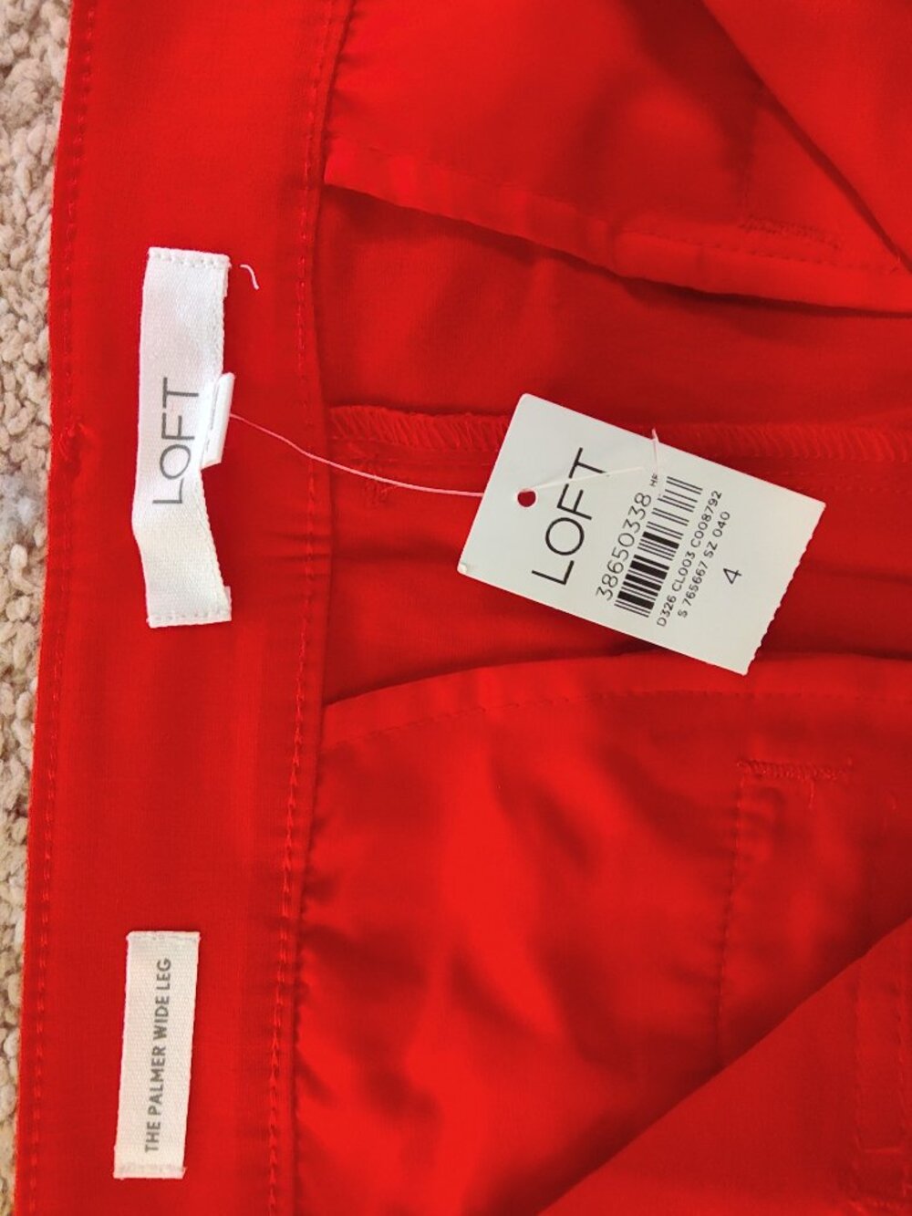 LOFT sz 4 Palmer wide leg pants red linen blend NWT - Picture 4 of 5